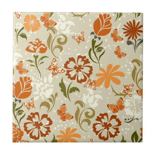 modern Floral Patroon Tegeltje (Voorkant)