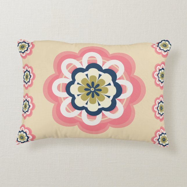Modern Floral Pattern Accent Pillow Kussen (Achterkant)