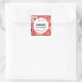 Modern Floral Pattern Afstuderen Vierkante Sticker (Tas)