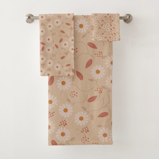 Modern Floral Pattern Boho Floral Pattern Bad Handdoek (Insitu)