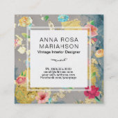 *~*  modern Floral Pattern Gold Glitter Vierkante Visitekaartje (Achterkant)
