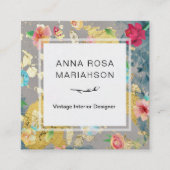 *~* modern Floral Pattern Gold Glitter Vierkante Visitekaartje (Voorkant)