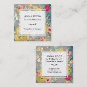 *~*  modern Floral Pattern Gold Glitter Vierkante Visitekaartje (Voorkant / Achterkant)