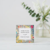 *~*  modern Floral Pattern Gold Glitter Vierkante Visitekaartje (Staand voorkant)