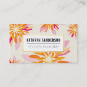 MODERN FLORAL PATTERN gouden logo bloem sinaasappe Visitekaartje (Voorkant)