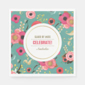 Modern Floral Pattern Graduation Party Paper Servet (Voorkant)