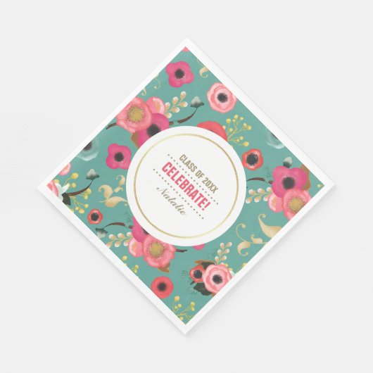 Modern Floral Pattern Graduation Party Paper Servet (Hoek)