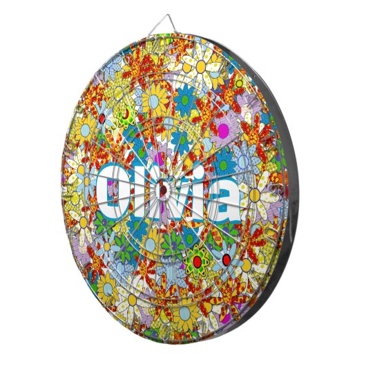 Modern Floral Pattern Heldere kleuren Dartbord (Voorkant Rechts)