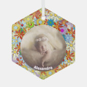 Modern Floral Pattern Heldere kleuren Glas Ornament (Voorkant)