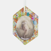 Modern Floral Pattern Heldere kleuren Glas Ornament (Voorkant links)