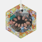 Modern Floral Pattern Heldere kleuren Glas Ornament (Voorkant)