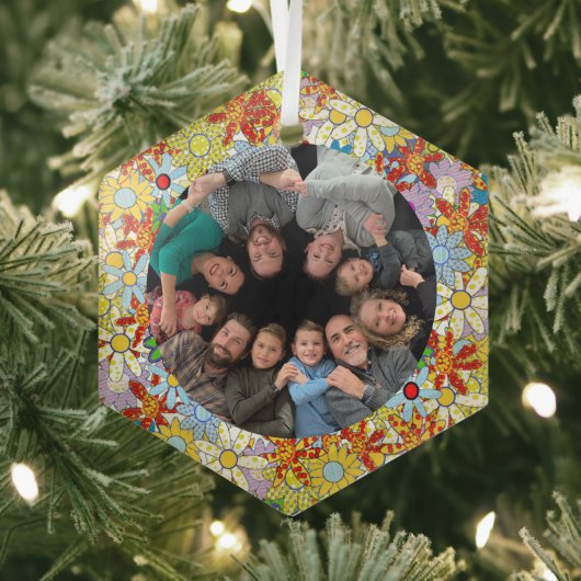 Modern Floral Pattern Heldere kleuren Glas Ornament (Insitu)