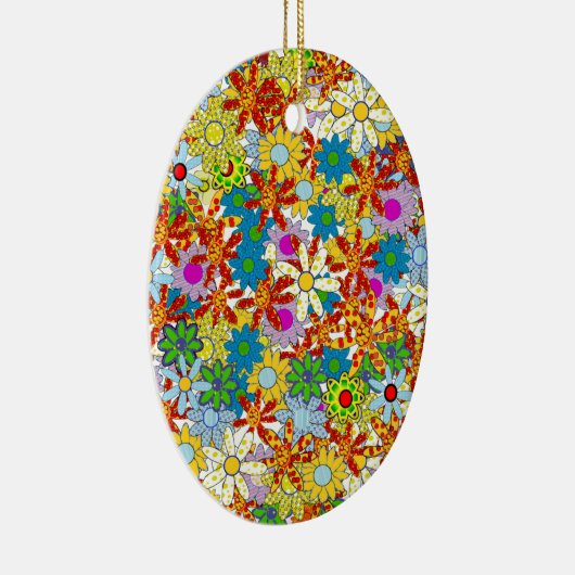 Modern Floral Pattern Heldere kleuren Keramisch Ornament (Rechts)