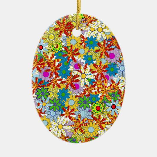Modern Floral Pattern Heldere kleuren Keramisch Ornament (Voorkant)