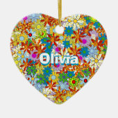 Modern Floral Pattern Heldere kleuren Keramisch Ornament (Voorkant)