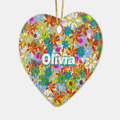 Modern Floral Pattern Heldere kleuren Keramisch Ornament (Links)