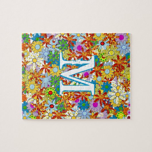 Modern Floral Pattern Heldere kleuren Legpuzzel (Horizontaal)