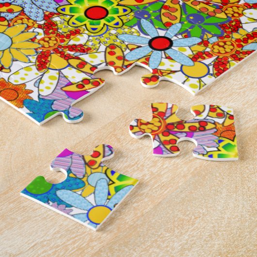 Modern Floral Pattern Heldere kleuren Legpuzzel (Zijkant)