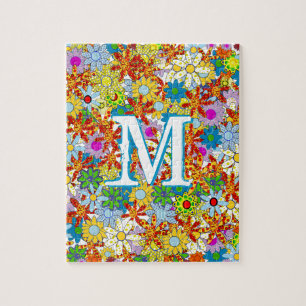 Modern Floral Pattern Heldere kleuren Legpuzzel