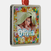 Modern Floral Pattern Heldere kleuren Metalen Ornament (Rechts)