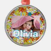 Modern Floral Pattern Heldere kleuren Metalen Ornament (Voorkant)