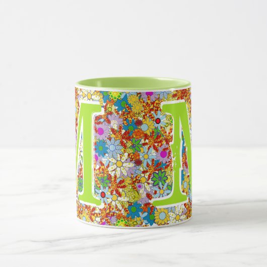 Modern Floral Pattern Heldere kleuren Mok (Midden)