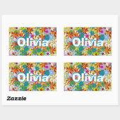 Modern Floral Pattern Heldere kleuren Rechthoekige Sticker (Vel)