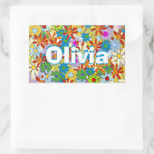 Modern Floral Pattern Heldere kleuren Rechthoekige Sticker (Tas)