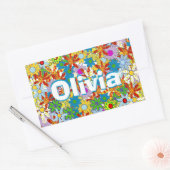 Modern Floral Pattern Heldere kleuren Rechthoekige Sticker (Envelop)