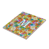 Modern Floral Pattern Heldere kleuren Tegeltje (Zijkant)