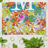 Modern Floral Pattern Heldere kleuren Theedoek (Gevouwen)