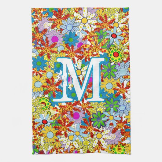 Modern Floral Pattern Heldere kleuren Theedoek (Verticaal)