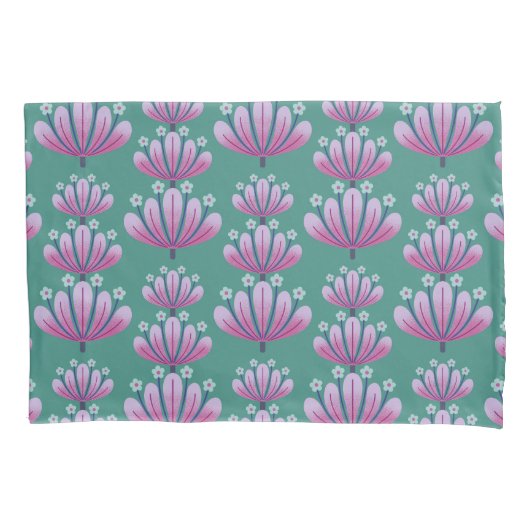 Modern Floral Pattern in Teal and Lavender Kussensloop (Voorkant)