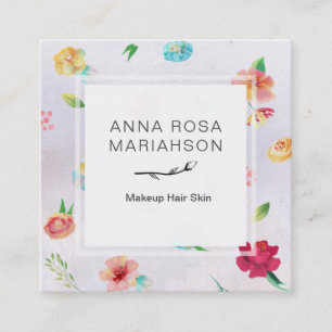 *~* Modern Floral Pattern Lavender Waterverf Vierkante Visitekaartje