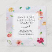 *~* Modern Floral Pattern Lavender Waterverf Vierkante Visitekaartje (Achterkant)