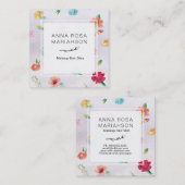 *~* Modern Floral Pattern Lavender Waterverf Vierkante Visitekaartje (Voorkant / Achterkant)