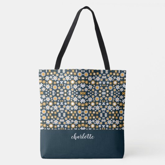 Modern Floral Pattern Monogrammed Canvas tas (Voorkant)