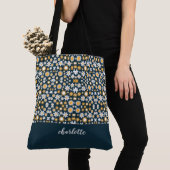 Modern Floral Pattern Monogrammed Canvas tas (Dichtbij)