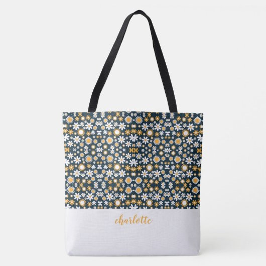 Modern Floral Pattern Monogrammed Canvas tas (Voorkant)