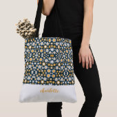 Modern Floral Pattern Monogrammed Canvas tas (Dichtbij)