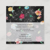 *~* Modern  Floral Pattern Silver Glitter Vierkante Visitekaartje (Achterkant)