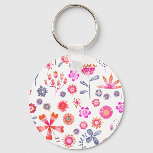 Modern Floral Pattern Sleutelhanger (Voorkant)
