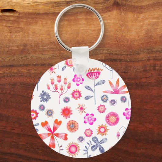 Modern Floral Pattern Sleutelhanger (Voorkant)