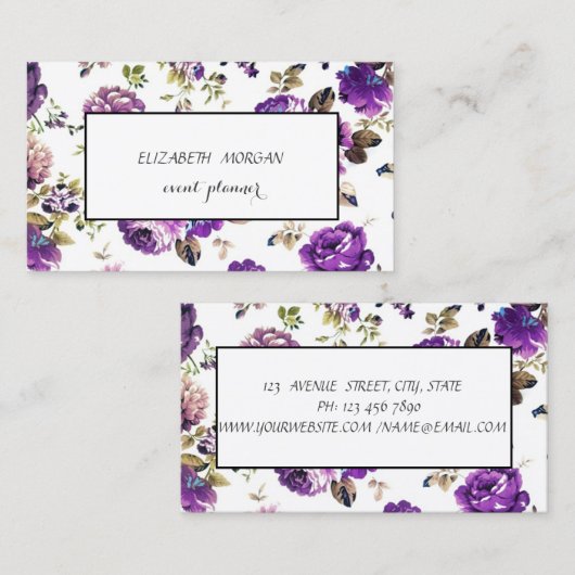 Modern Floral Pattern Visitekaartje (Voorkant / Achterkant)