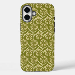 Modern Floral Pattern: White Umbel Flowers iPhone 16 Plus Hoesje