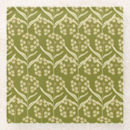 Modern Floral Pattern: White Umbel Flowers Glazen Onderzetter