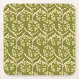 Modern Floral Pattern: White Umbel Flowers Kartonnen Onderzetters