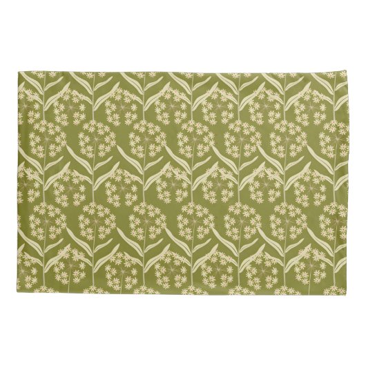 Modern Floral Pattern: White Umbel Flowers Kussensloop (Achterkant-Links)