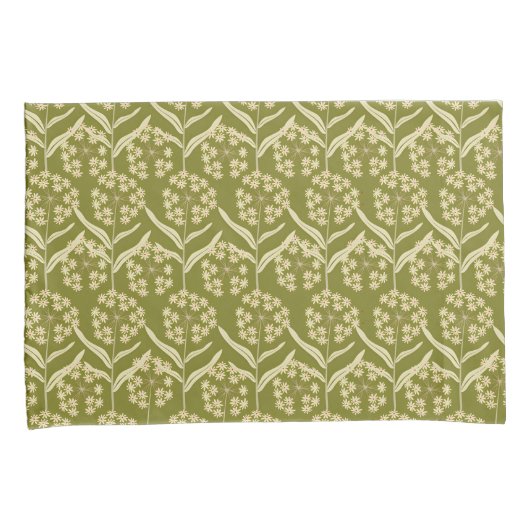 Modern Floral Pattern: White Umbel Flowers Kussensloop (Voorkant-Rechts)