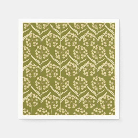 Modern Floral Pattern: White Umbel Flowers Servet (Voorkant)